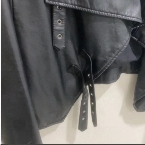 Black Faux Leather Jacket - Picture 3 of 9